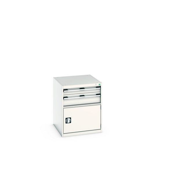 bott cubio Schubladenschrank bestückt, mit 2 Schubladen, Tür, BxTxH: 650x750x800mm, RAL 7035/7035, Lichtgrau, 40027011.16V