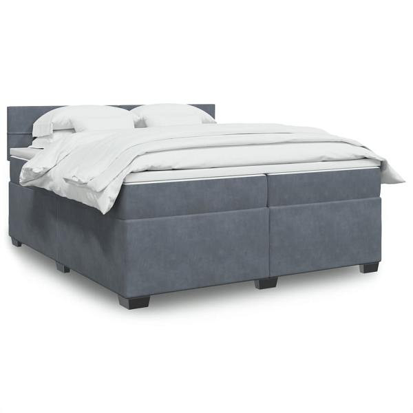 vidaXL Boxspringbett mit Matratze Dunkelgrau 200x200 cm Samt, 3286403