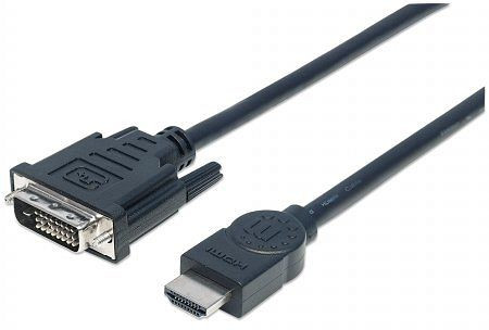 MANHATTAN HDMI auf DVI-Kabel, HDMI-Stecker auf DVI-D 24+1 Stecker, Dual Link, 5 m, schwarz, 372527
