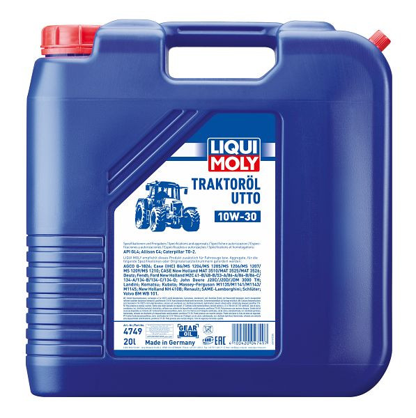 LIQUI MOLY Traktoröl UTTO 10W-30, Kanister Kunststoff, VE: 20 Liter, 4749