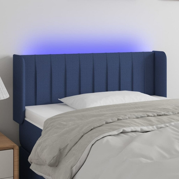 vidaXL LED Kopfteil Blau 103x16x78/88 cm Stoff, 3123470