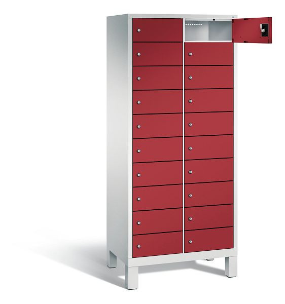 C+P Schließfachschrank Evolo, H1700xB810xT500mm, Farbe: Lichtgrau / Rubinrot, 48010-2210 S10038