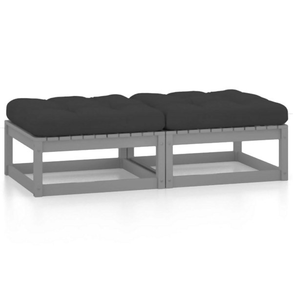 vidaXL Gartenhocker mit Kissen 2 Stück Massivholz Kiefer, 3076281