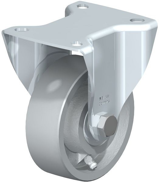 Blickle BK-G 100K-1 Stahlblech-Bockrolle, schwere Ausführung, mit Anschraubplatte, Guss, Grau, 754094