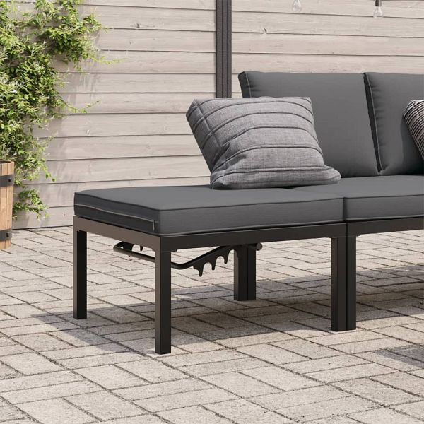 vidaXL Gartenhocker mit Kissen Schwarz Aluminium, 4008572