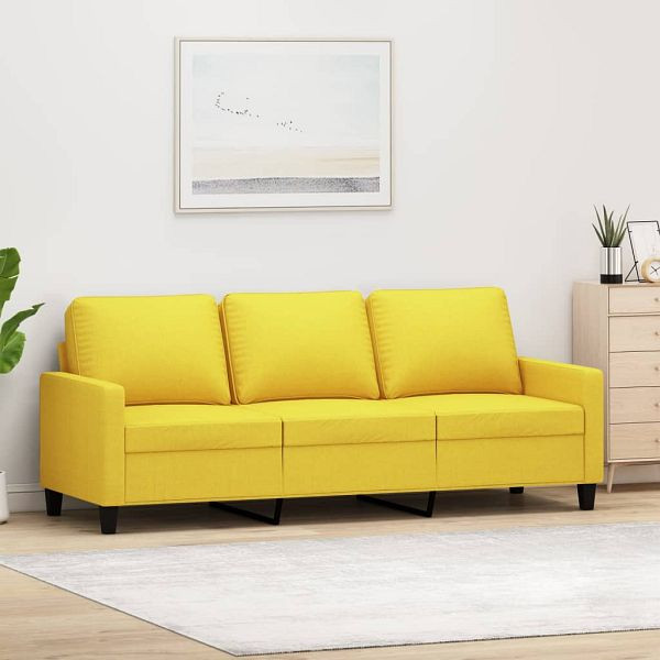 vidaXL 3-Sitzer-Sofa Hellgelb 180 cm Stoff, Füllung: Schaumstoff, 359176