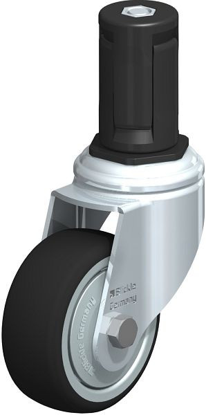 Blickle LKRA-PATH 80K-11-FK-ER15 Apparate-Lenkrolle mit Expander, Thermoplastisches Polyurethan, Grau, 848750