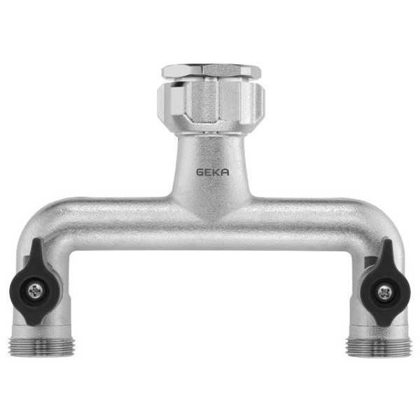 GEKA plus Zweiwegeventil vertikal IG G3/4+G1 2 x AG G3/4 Messing Chrom, VE: 2 Stück, 46.0435