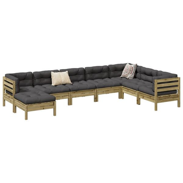 vidaXL 8-teilig Garten-Sofagarnitur mit Kissen Kiefernholz Imprägniert, 3299580