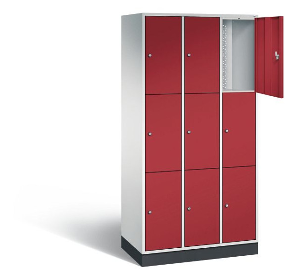 C+P Schließfachschrank Intro, H1950xB920xT490mm, Farbe: Lichtgrau / Rubinrot, 8370-301 S10002