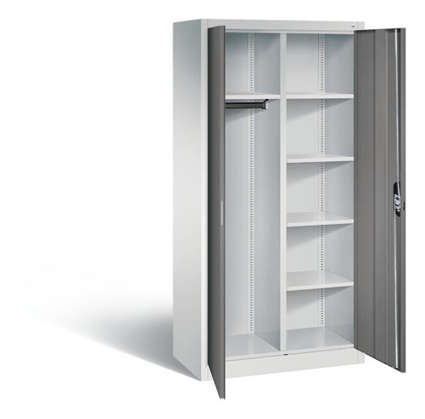 C+P Akten-/Garderobenschrank Acurado, H1950xB930xT500mm, Farbe: Lichtgrau / Vulkangrau, Muldengriff, 5 OH, 9280-30 S10329