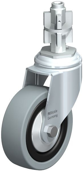 Blickle LKRA-VPA 101K-11-FA-E15 Apparate-Lenkrolle mit Expander, Vollgummi, Grau, 285700