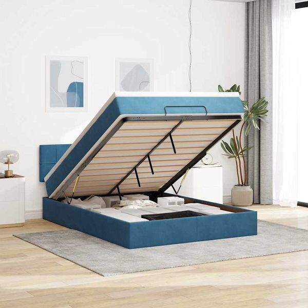 vidaXL Ottoman-Bett mit Matratze Dunkelblau 140x190 cm Samt, 3311775