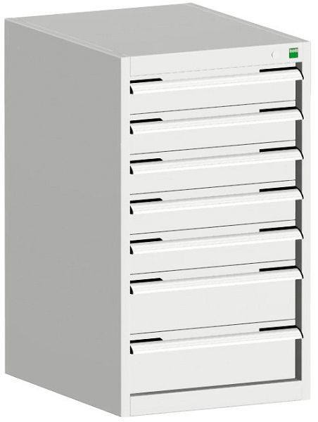 bott cubio Schubladenschrank bestückt mit 7 Schubladen BxTxH: 525 x 650 x 900 mm, RAL 7035, 40018051.16V