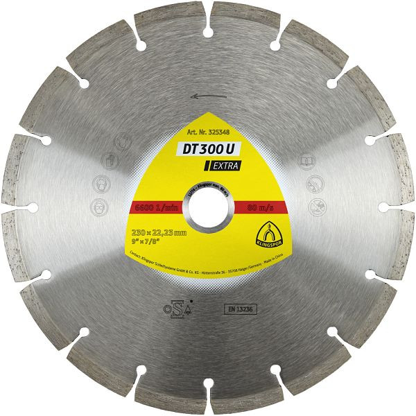 Klingspor DT 300 U Diamanttrennscheiben 180 x 2 x 22,23 mm 13 Segmente 38,1 x 2 x 7 mm Standardverzahnung, für Winkelschleifer, 325347