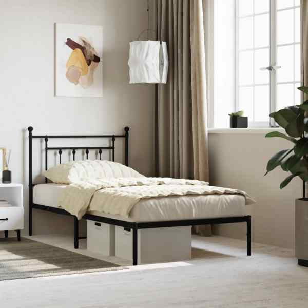 vidaXL Bettgestell mit Kopfteil Metall Schwarz 100x190 cm, 353531