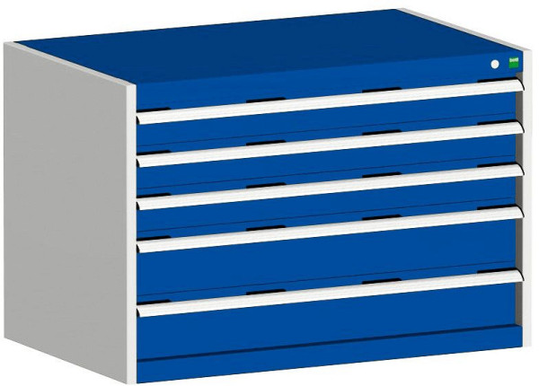 bott cubio Schubladenschrank bestückt mit 5 Schubladen BxTxH: 1050 x 750 x 700 mm, RAL 7035/5010, 40029097.11V