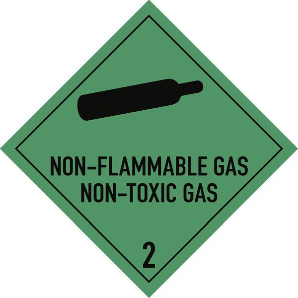 Moedel Gefahrzettel Klasse 2.2 Text NON-FLAMMABLE..., Folie, 100x100 mm, 65982