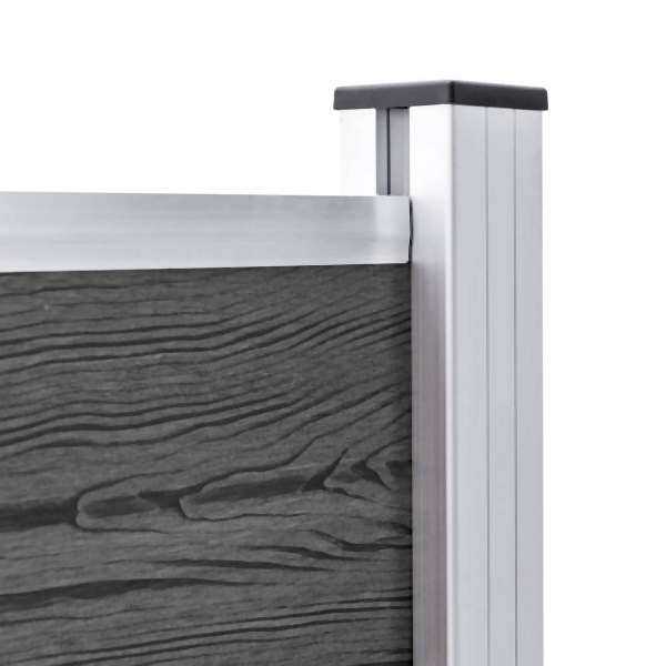 VidaXL WPC Zaunelement Set 1391x186 Cm Schwarz – Mit Pfosten & Sockel | Sicht‑ & Windschutz