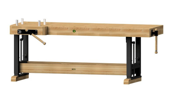Ulmia Schreinerhobelbank Modell 4, manuell höhenverstellbar 700 - 1000 mm, Plattenmaß ohne Zangen BxT: 2000 x 640 mm, 4-200 mHV, 4044637197715