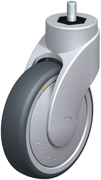 Blickle LWGE-TPA 126K-ELS-FK-GS10 Kunststoff-Lenkrolle WAVE mit Gewindestift, Thermoplastisches Gummi-Elastomer, Grau, 745292