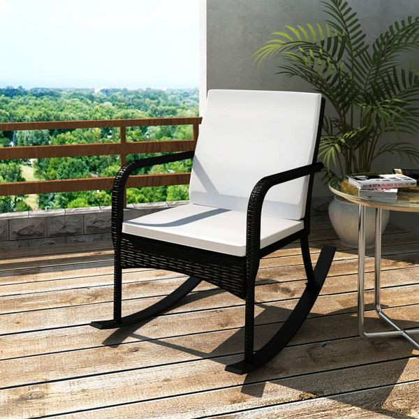 vidaXL Garten-Schaukelstuhl Schwarz Poly Rattan, 42493