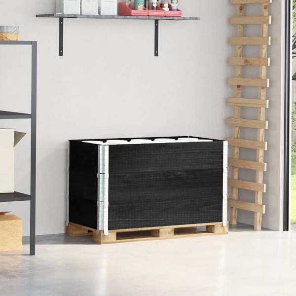 vidaXL Paletten-Aufsatzrahmen 3 Stück Schwarz 100x50 Massivholz Kiefer, 3295371
