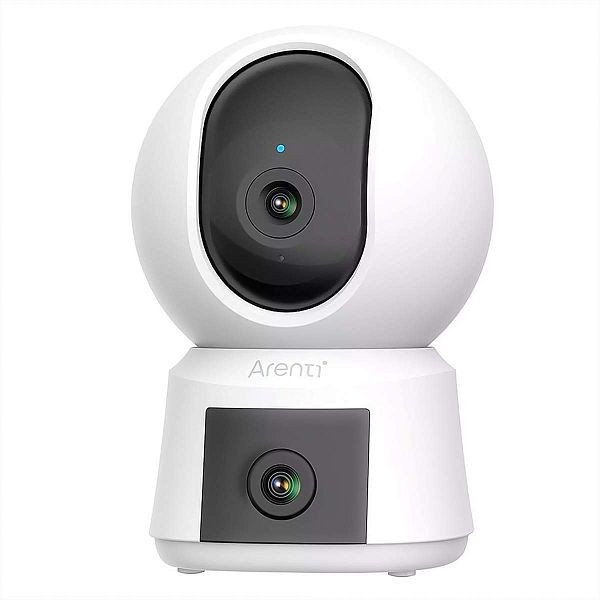 Arenti P3TT 3 MP Überwachungskamera für Innenbereiche mit zwei Objektiven, Schwenk- und Neigefunktion, 2,4 GHz und 5 GHz Dual-Band WLAN, arp3tt