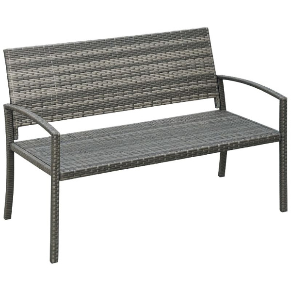 Outsunny Gartenbank, in Rattanoptik, mit Stahlrahmen, für 2 Personen, Braun, 122 x 60 x 87 cm, 867-022GY
