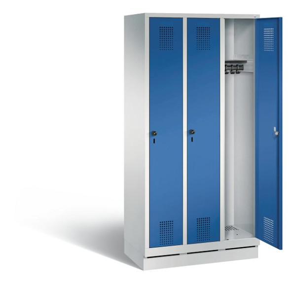C+P Garderobenschrank Evolo, H1800xB900xT500mm, Farbe: Lichtgrau / Enzianblau, 48020-30 S10004