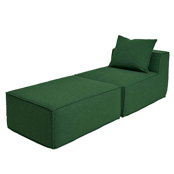 Mendler Chaiselongue/Zubehör für Sofa HWC-O54, Sessel Ottomane Recamiere, Stoff/Textil (300g/m²) 63x75x194cm, grün, 153416+153417