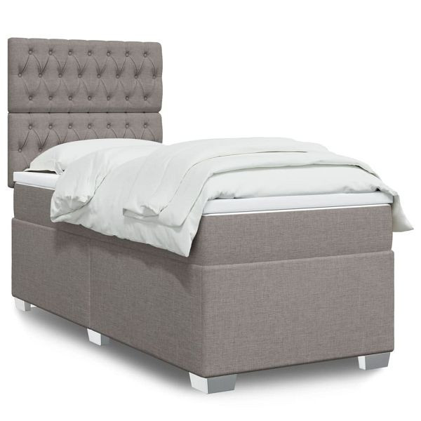 vidaXL Boxspringbett mit Matratze Taupe 90x200 cm Stoff, 3290382