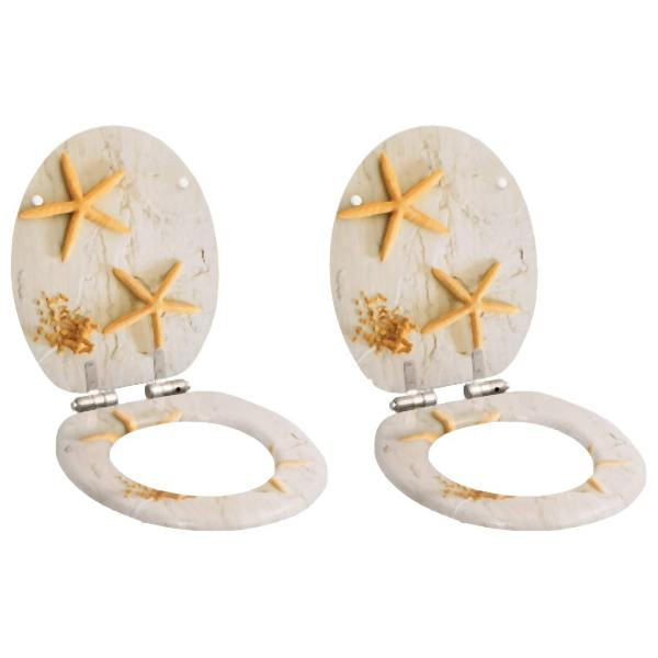 vidaXL Toilettensitze 2 Stück mit Soft-Close-Deckel MDF Seestern-Design, 276997
