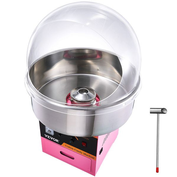 VEVOR Zuckerwattemaschine Edelstahl Zuckerwattegerät Deckel 1kW Rosa Tragbar, ZHSKU00000000000017