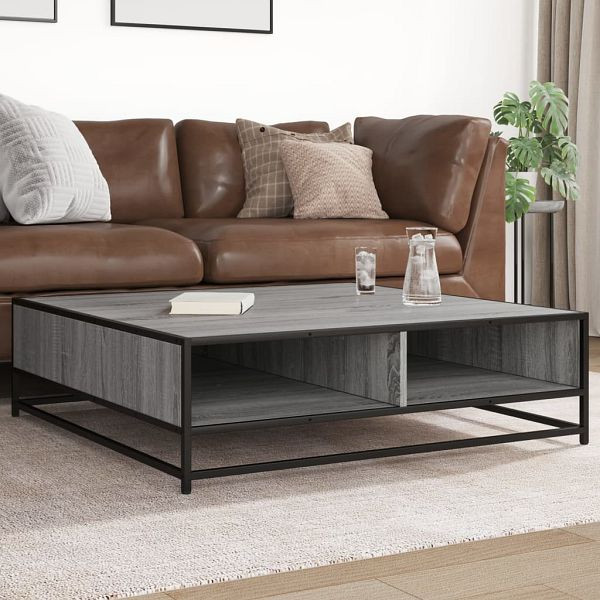 vidaXL Couchtisch Grau Sonoma 100x100x30 cm Holzwerkstoff und Metall, 848777