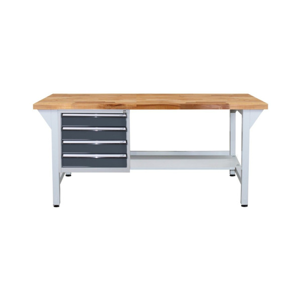ADB Werkbank mit Schubladenbox-4 Schubladen, H850xB1500xT750mm, RAL 7035, 42672