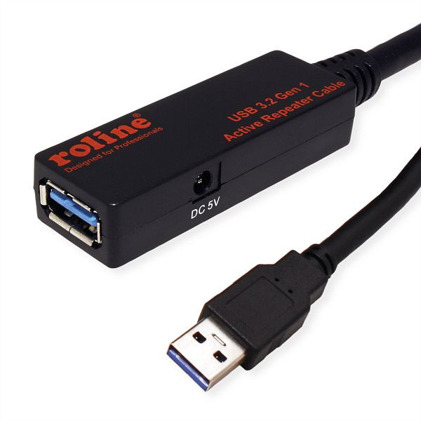 ROLINE USB 3.2 Gen 1 Aktives Repeater Kabel, schwarz, 20 m, 12.04.1072