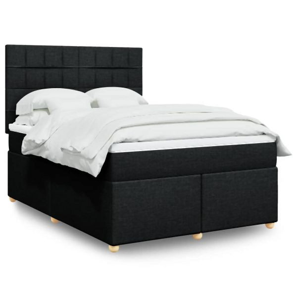 vidaXL Boxspringbett mit Matratze Schwarz 140x200 cm Stoff, 3291305