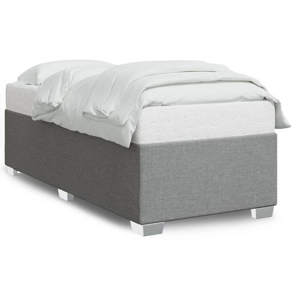 vidaXL Bettgestell Hellgrau 90x190 cm Stoff, Material: Stoff (100% Polyester), Sperrholz, Holzwerkstoff, 3284436