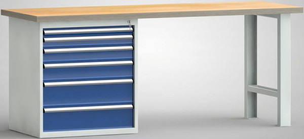KLW Standard-Werkbank 2000 x 700 x 840 mm, Buchen-Multiplexplatte, L:50EA/75EA/100EA/125EA/175EA/175EA R: U-Hut-Fußelement, WS523N-2000M40-E7023
