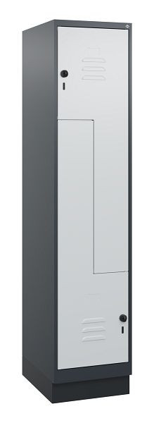 C+P Z-Spind Classic PLUS, Sockel, 2 Abteile, 1800x400x500mm, 7016/7035, Drehriegel, 0800237-122 S10013