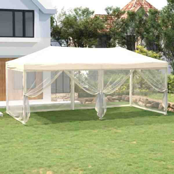 vidaXL Partyzelt Faltbar mit Seitenwänden Creme 3x6 m, 93550