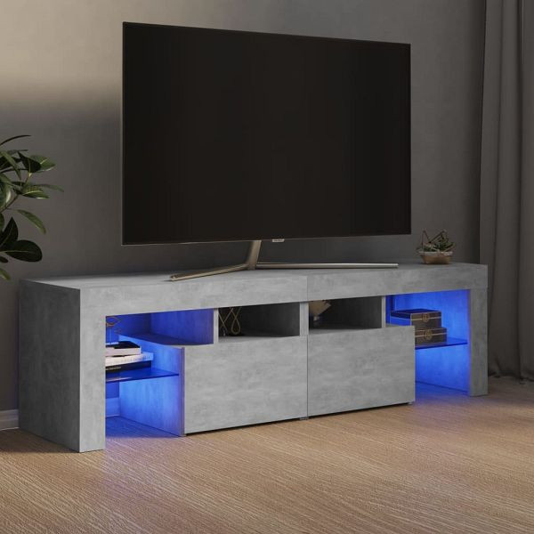 vidaXL TV-Schrank mit LED-Beleuchtung Betongrau 140x36,5x40 cm, 804368