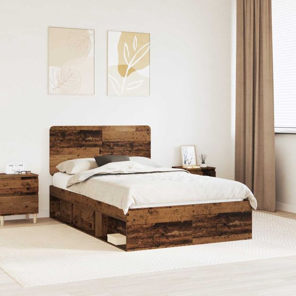 vidaXL Bettrahmen Altholz 135 x 190 cm Massives Kiefernholz, 3412504