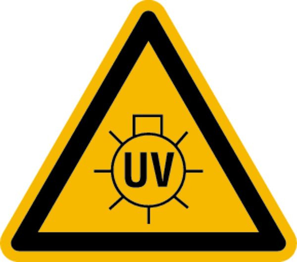 Schilder Klar Warnzeichen Warnung vor UV-Strahlung, 100 mm Folie selbstklebend, 3222/61