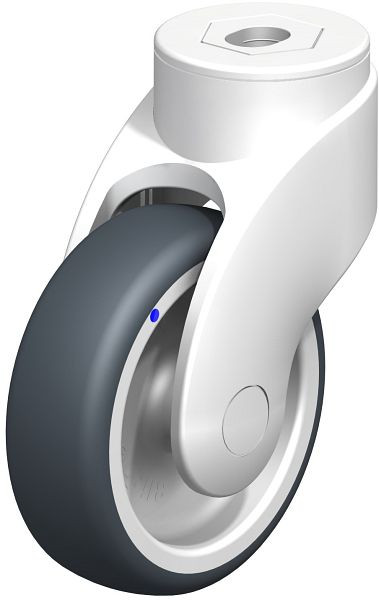 Blickle LWKX-TPA 101G-11 Kunststoff-Lenkrolle WAVE, rostfrei, mit Rückenloch, Thermoplastisches Gummi-Elastomer, Grau, 744656