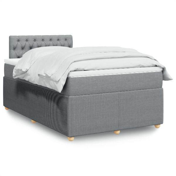 vidaXL Boxspringbett mit Matratze Hellgrau 120x190 cm Stoff, 3289702