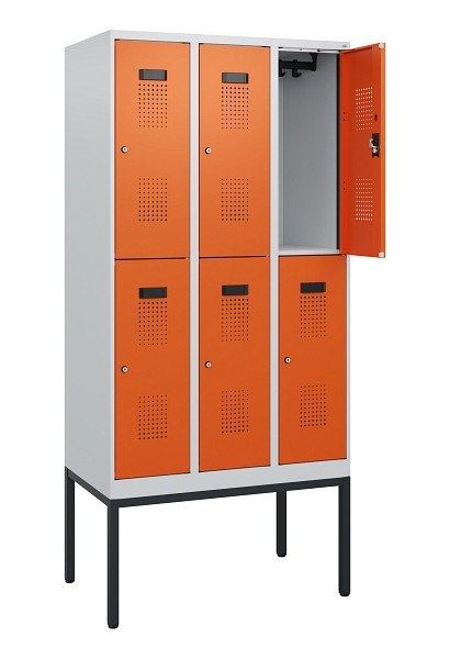 C+P Doppelstock-Spind Evolo PLUS, Gestell, 6 Fächer, 1950x900x500mm, 7035/2004, Zylinderschloss, 0493305-30 S10022