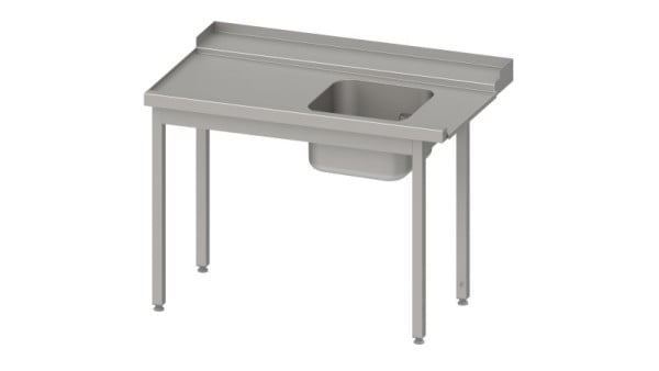 Stalgast Zulauftisch, Korbführung mit Gefälle, mit 1 Becken 1200x750x880mm, Anbauseite links, Aufkantung, verschweißt, VZL12710LA