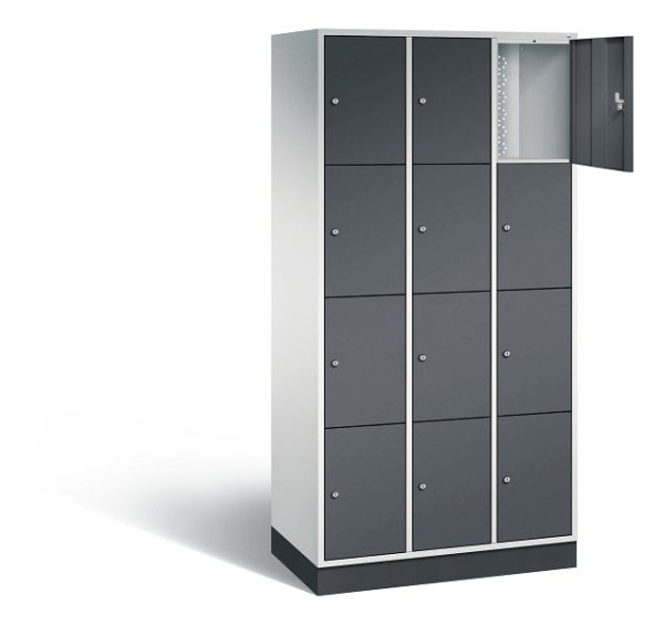 C+P Schließfachschrank Intro, H1950xB920xT490mm, Farbe: Lichtgrau / Schwarzgrau, 8470-301 S10117